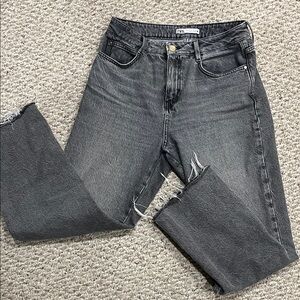 Zara Black and Gray Denim High Waist Jeans